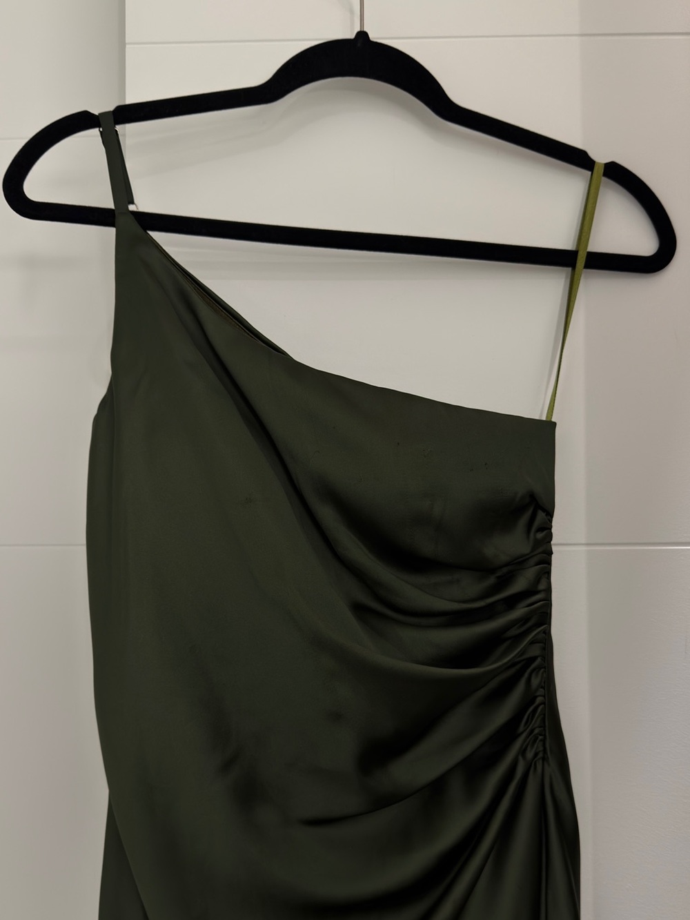 Revelry Jade Satin Dress Olive Green - Picture 5 of 7